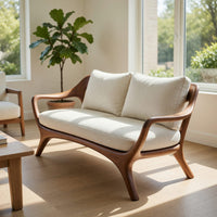Solid Wood Sofa Statement With Curved Backrest Living, view 7