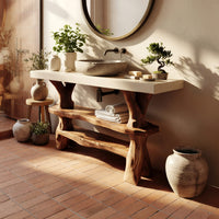 Solid Wood Live Edge Vanity Handmade Sink Family Bathroom, view 7