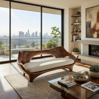 Solid Wood Sofa With Sculptural Shape Home Living, view 7