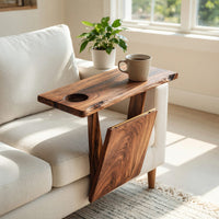 Solid Wood Sofa Arm Table Farmhouse Armrest Cozy Living Room, view 7