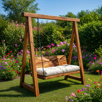 Solid Wood Porch Swing With Backrest Patio, view 7