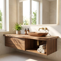 Solid Wood Bathroom Vanity Handcrafted Live Edge Interiors, view 7