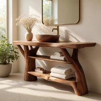 Solid Wood Live Edge Vanity Solid Bathroom Luxury Spa Bathroom, view 7