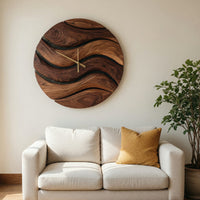 Solid Wood Clock Artistic Minimal Wall Living Room, view 7