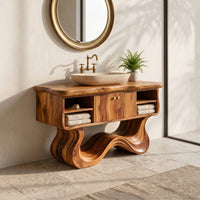 Solid Wood Bathroom Vanity With Open Shelf Spa, view 7