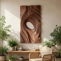 Deep-Relief Spiral Wall Panel in Walnut, Made to Order, view 7 — view 7