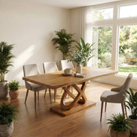 Light Wood Gathering Table For Tropical Dining Room, view 7