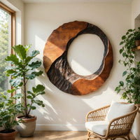 Chiseled and Burnished, a Round Wall Sculpture in Wood, view 7 — view 7