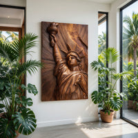 Chisel-Cut Liberty and Palms, Framed Wall Art Panel, view 7 — view 7