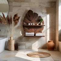 Solid Wood Corner Wall Bathroom Shelf Leaf, II, view 7