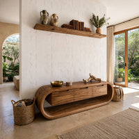 Closed Loop TV Console with Three Deep Drawers, view 7