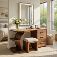 Solid Wood Dressing Table Elegant Makeup Vanity Personal Beauty Area Space, view 7