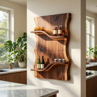 Solid Wood Wine Rack Scandinavian Multi Tier Shelf Living Room, view 7
