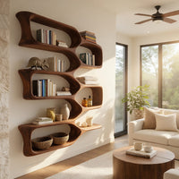 Solid Wood Wall Mounted Shelf Cozy Living Room, view 7