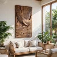 Grain of a Single Walnut Log, Carved as a Whale Wall Panel, view 7 — view 7