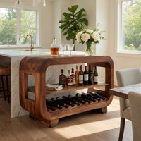 Solid Wood Bar Cabinet Wine With Rounded Edges Dining Island, view 7
