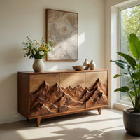 Solid Wood Sideboard With Mountain Relief Home, view 7
