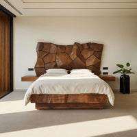 Solid Wood Bed Frame Sculptural Geometric Modern Bedroom, view 7
