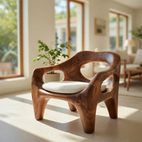 Solid Wood Chair Sculptural Natural Accent Living Space, view 7