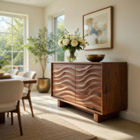 Solid Wood Sideboard Wave Carving Kitchen, view 7