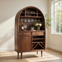 Solid Wood Bar Cabinet Arched Wine Dining Room, view 7