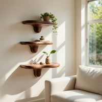 Solid Wood Mushroom Shelf Mid Century Solid Bedroom, view 7