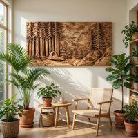 Redwood Camp and Mountain Carved Timber Wall Panel, view 7 — view 7