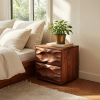 Solid Wood Nightstand With Sculpted Drawer Fronts Bedroom, view 7