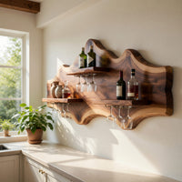 Solid Wood Wine Rack Wall Mounted Shelf Dining Room, view 7