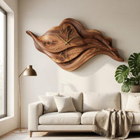 Solid Wood Clock Artistic Sculptural Modern Home Office, view 7