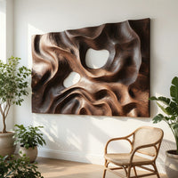 Scorched Walnut Dunes, a Wall Relief With Two Pale Stones, view 7 — view 7