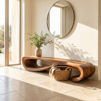 Modern Curved Entryway Bench For Hallway Accent, view 7
