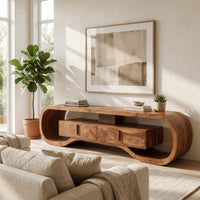 Organic Wood Tv Cabinet For Living Room Media Storage, view 7