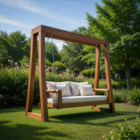 Solid Wood Porch Swing Outdoor Bench Garden Patio Relaxation, view 7