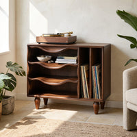 Solid Wood Record Player Stand Minimalist Audio Console Entertainment Interior Area, view 7