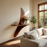 Solid Wood Natural Wood Floating Shelves Artistic Wall Shelf Modern Living, view 7