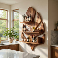 Solid Wood Wine Rack Boho Wall Living Space Arrangement, view 7