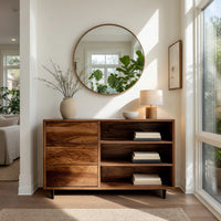 Console Table with Three Drawers and Stepped Shelves, view 7