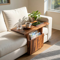 Solid Wood Sofa Arm Table Live Edge Armrest Elegant Living Room, view 7