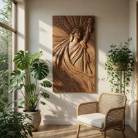 Hand-Carved Statue of Liberty Relief in Solid Walnut, view 7 — view 7