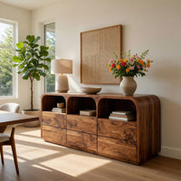 Solid Wood Sideboard With Curved Corners Living Room, view 7