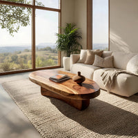 Stoneform Coffee Table with Live-Edge Wood Top, view 7