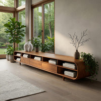Bent, Fitted, and Pegged: A Long Walnut TV Console, view 7