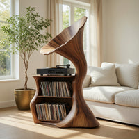 Solid Wood Record Player Stand Handcrafted Livingroom, view 7