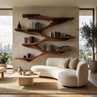 Solid Wood Wall Mounted Shelf Mid Century Living Room Space, view 7