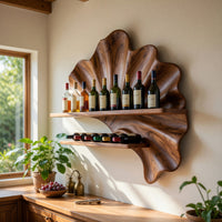 Solid Wood Wine Rack Mid Century Wall Condo Beverage Accent Storage, view 7