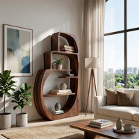 Four-Tier Bookshelf with a Carved Circular Base, view 7