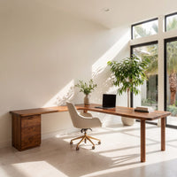 Modern L Shaped Desk With Open Bookshelves For Home Study, view 7