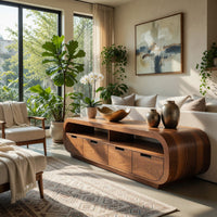 Hand-Shaped Waterfall Corners on a Walnut Media Console, view 7