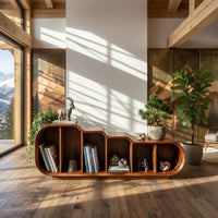 Stepped TV Console for a Reading and Media Wall, view 7